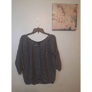 J.crew Women's Size Small cream navy stripe shirt top